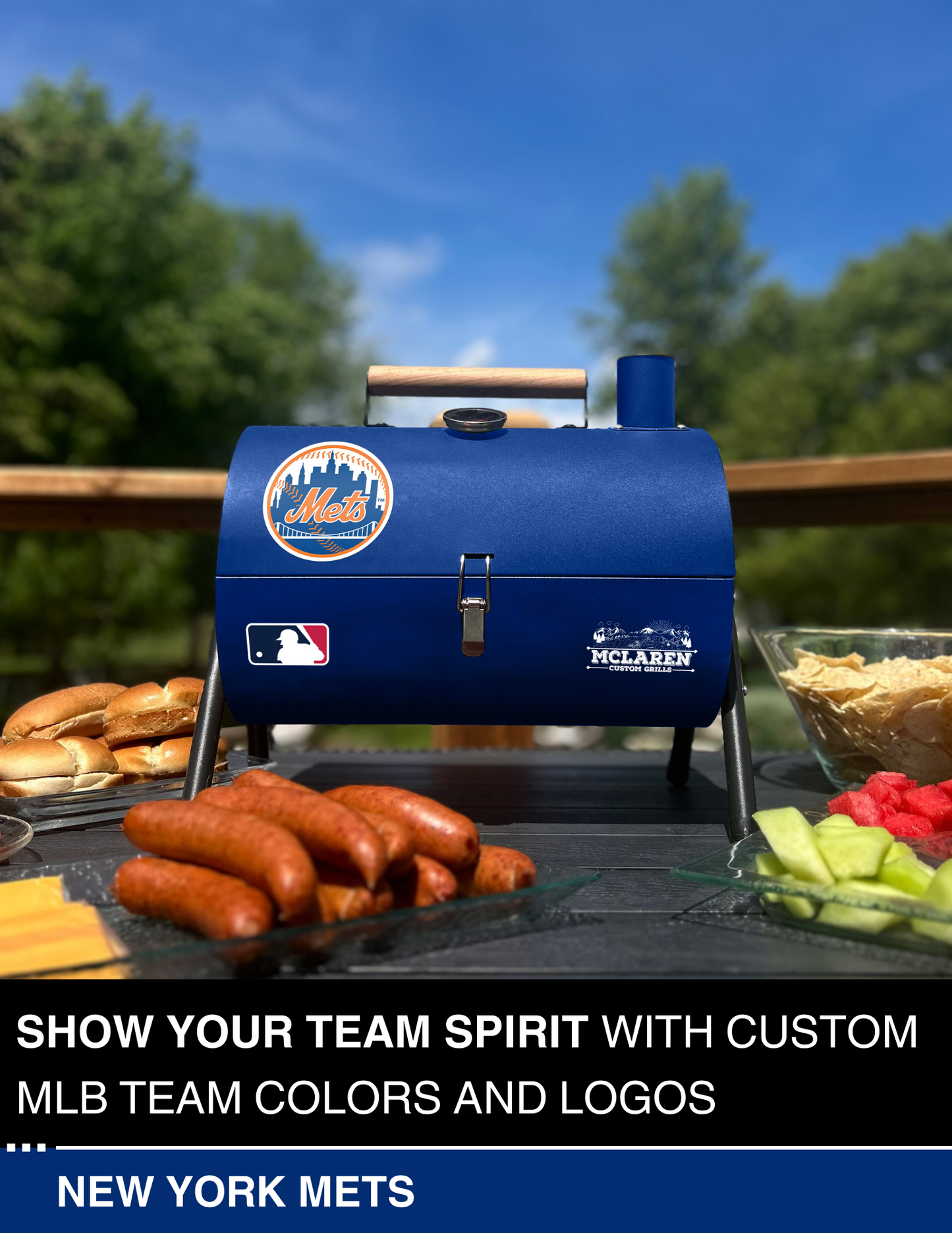 New York Mets Portable Dual Surface Charcoal Grill