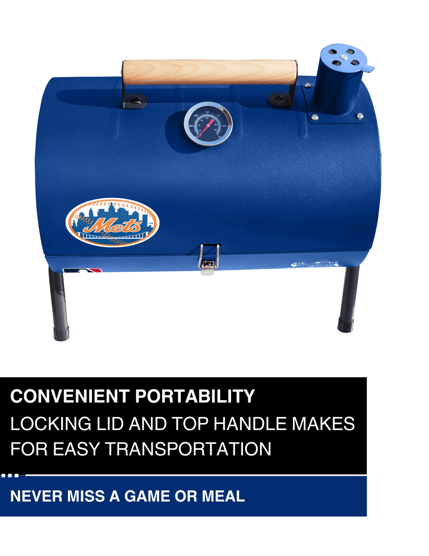 New York Mets Portable Dual Surface Charcoal Grill