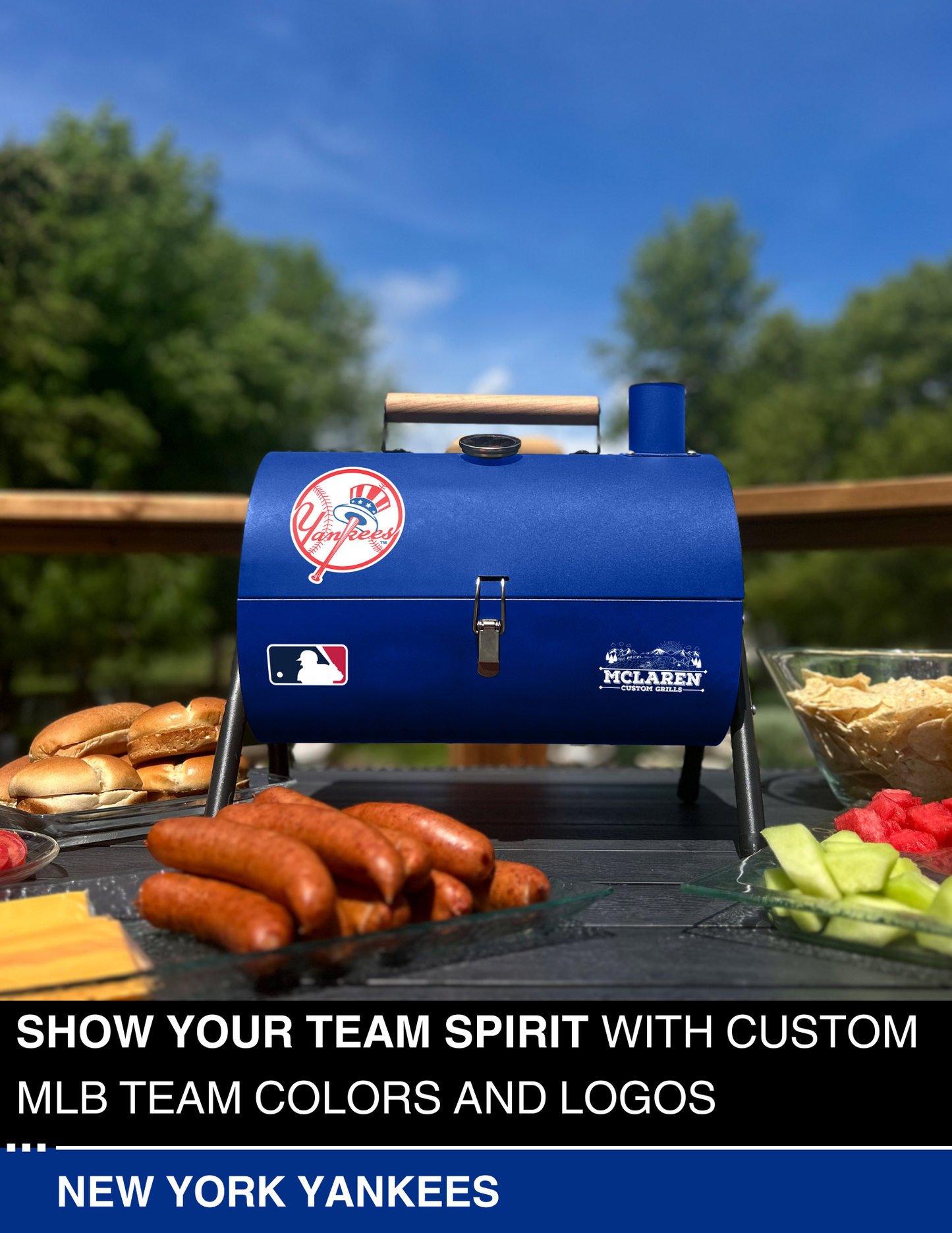 New York Yankees Portable Dual Surface Charcoal Grill