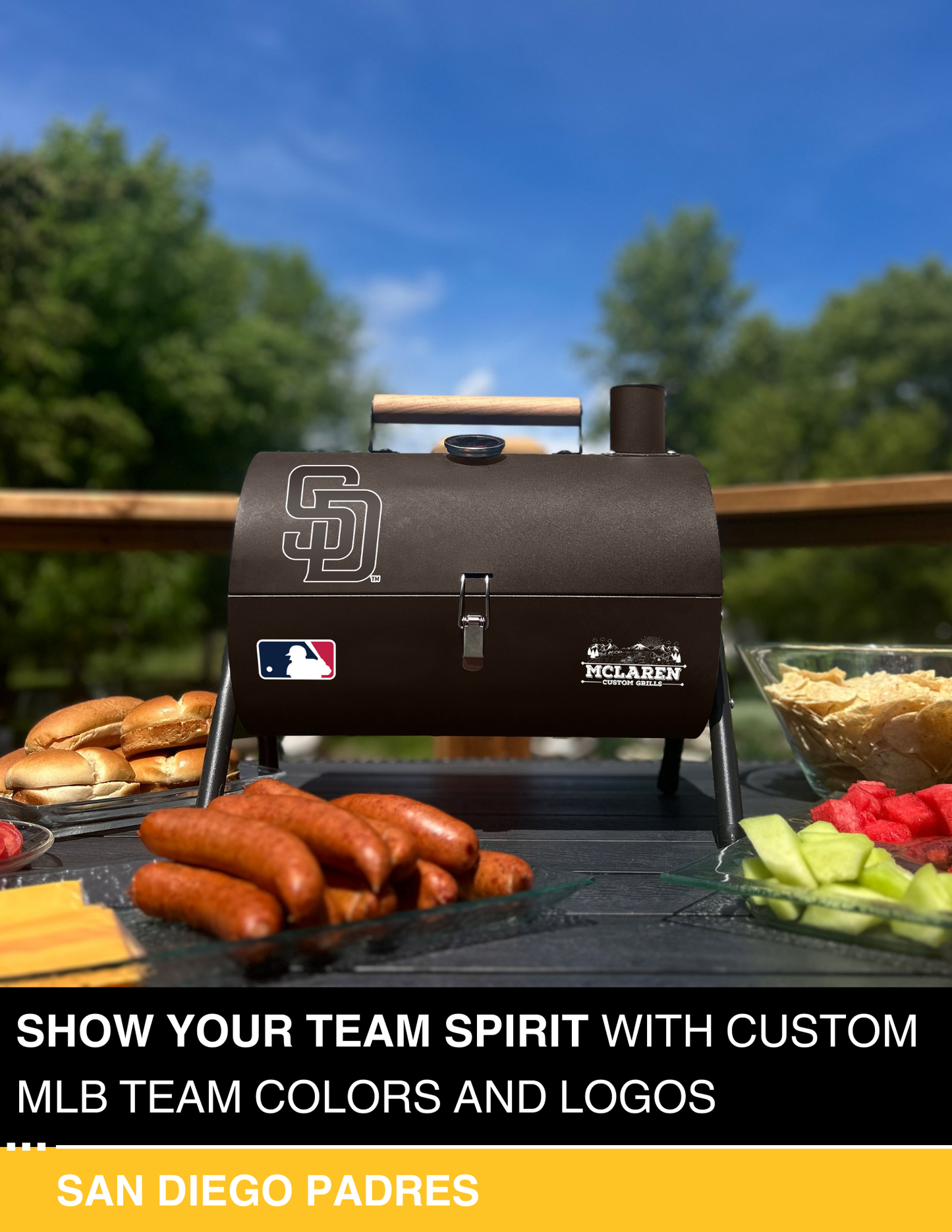 San Diego Padres Portable Dual Surface Charcoal Grill