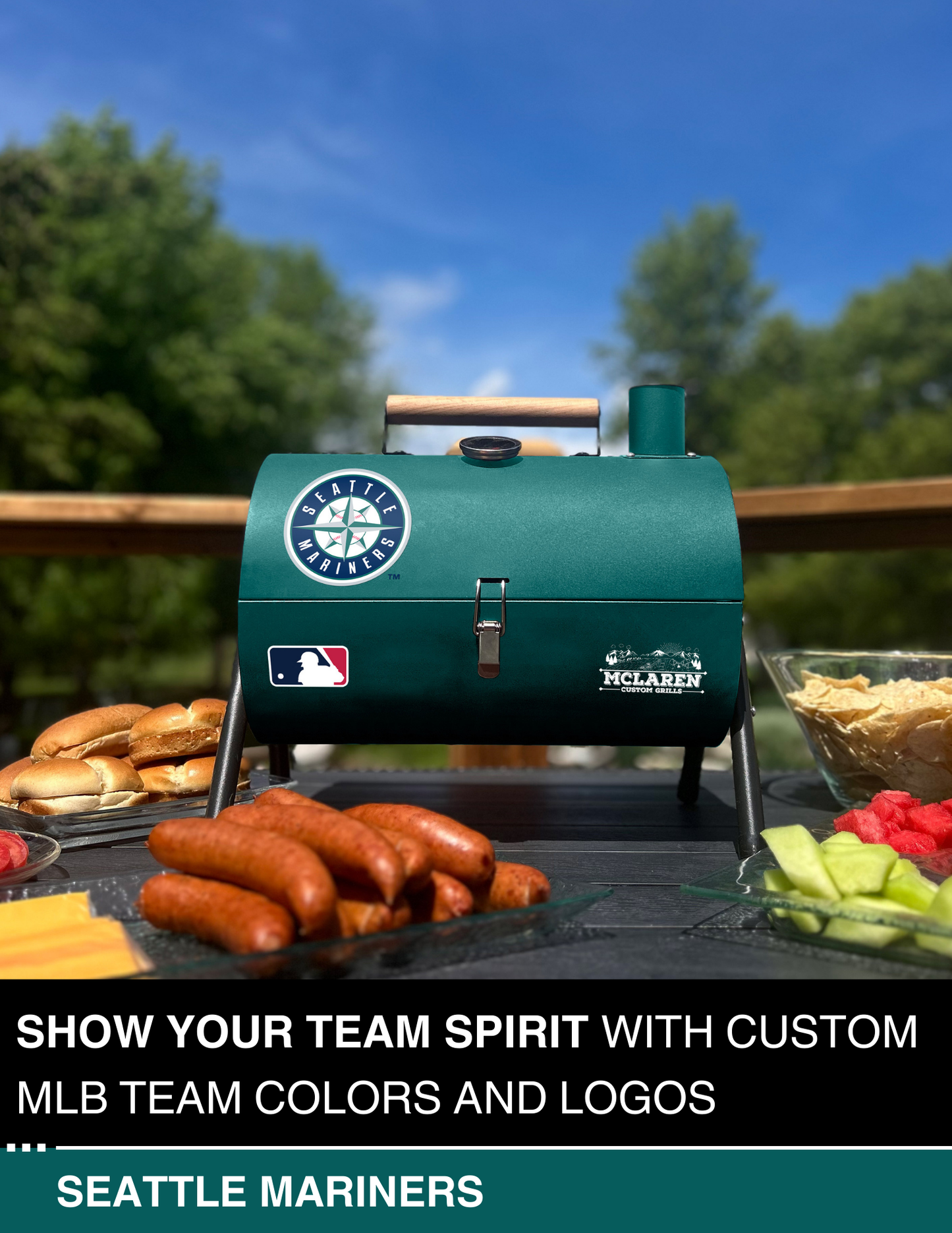 Seattle Mariners Portable Dual Surface Charcoal Grill