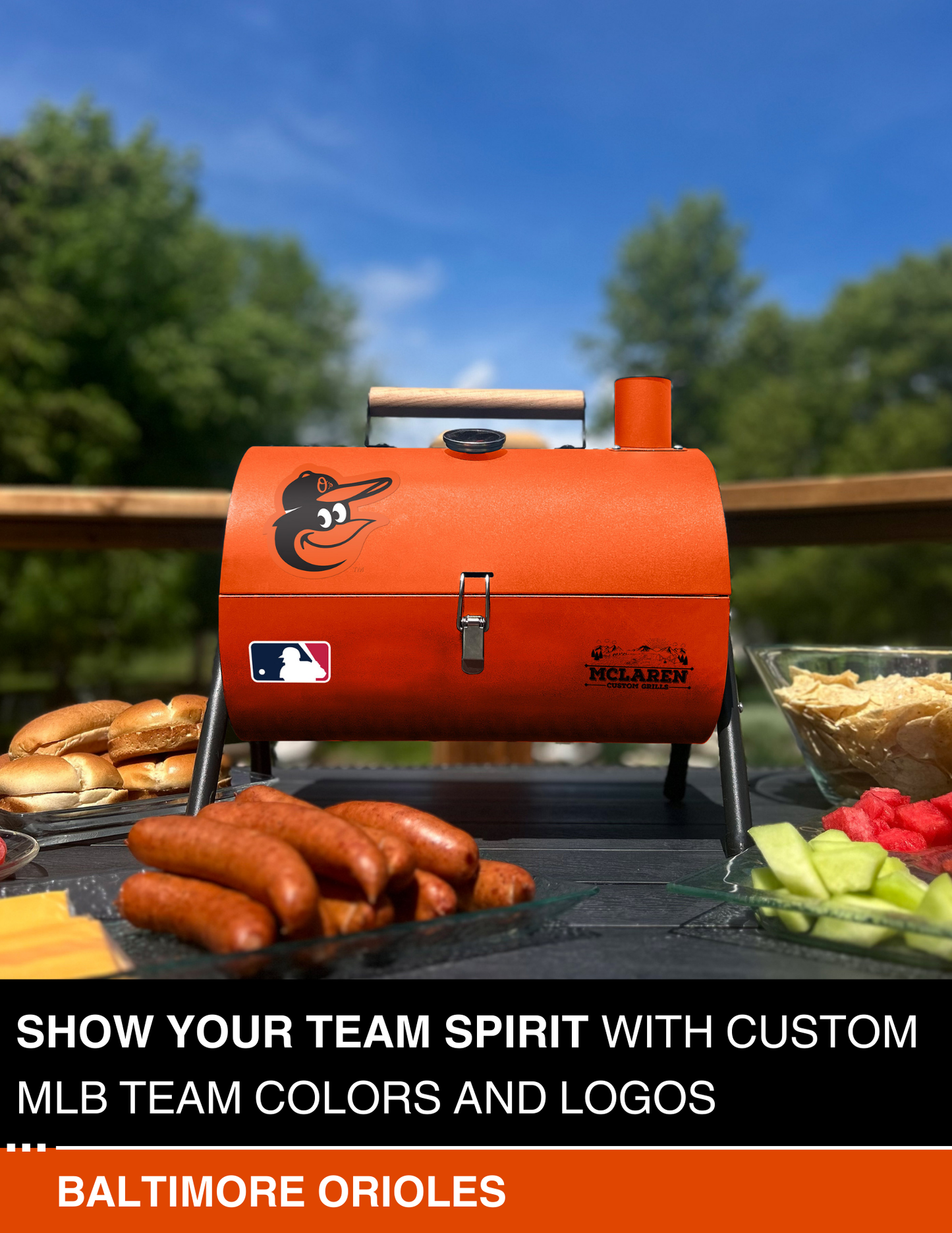 Baltimore Orioles Portable Dual Surface Charcoal Grill