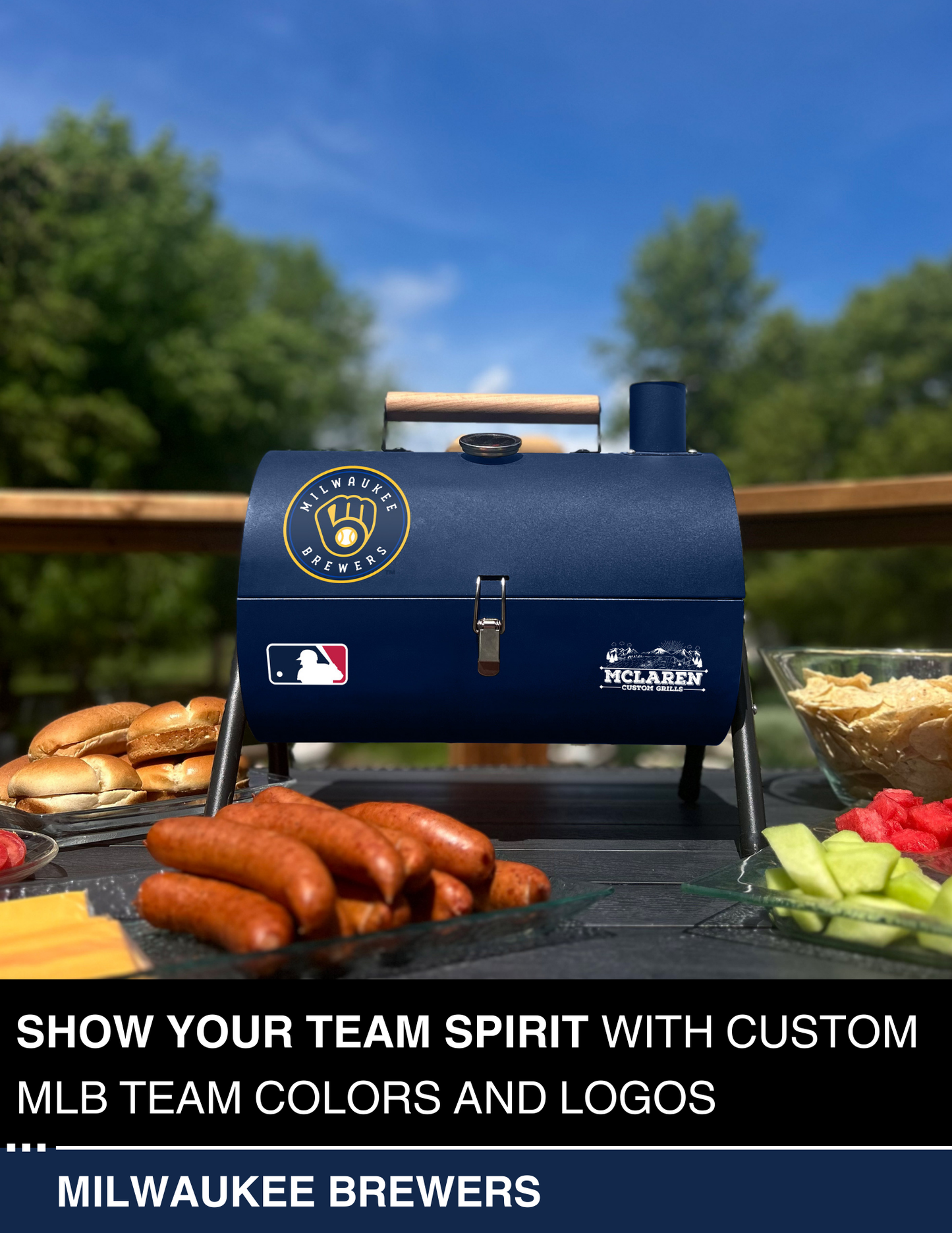 Milwaukee Brewers Portable Dual Surface Charcoal Grill