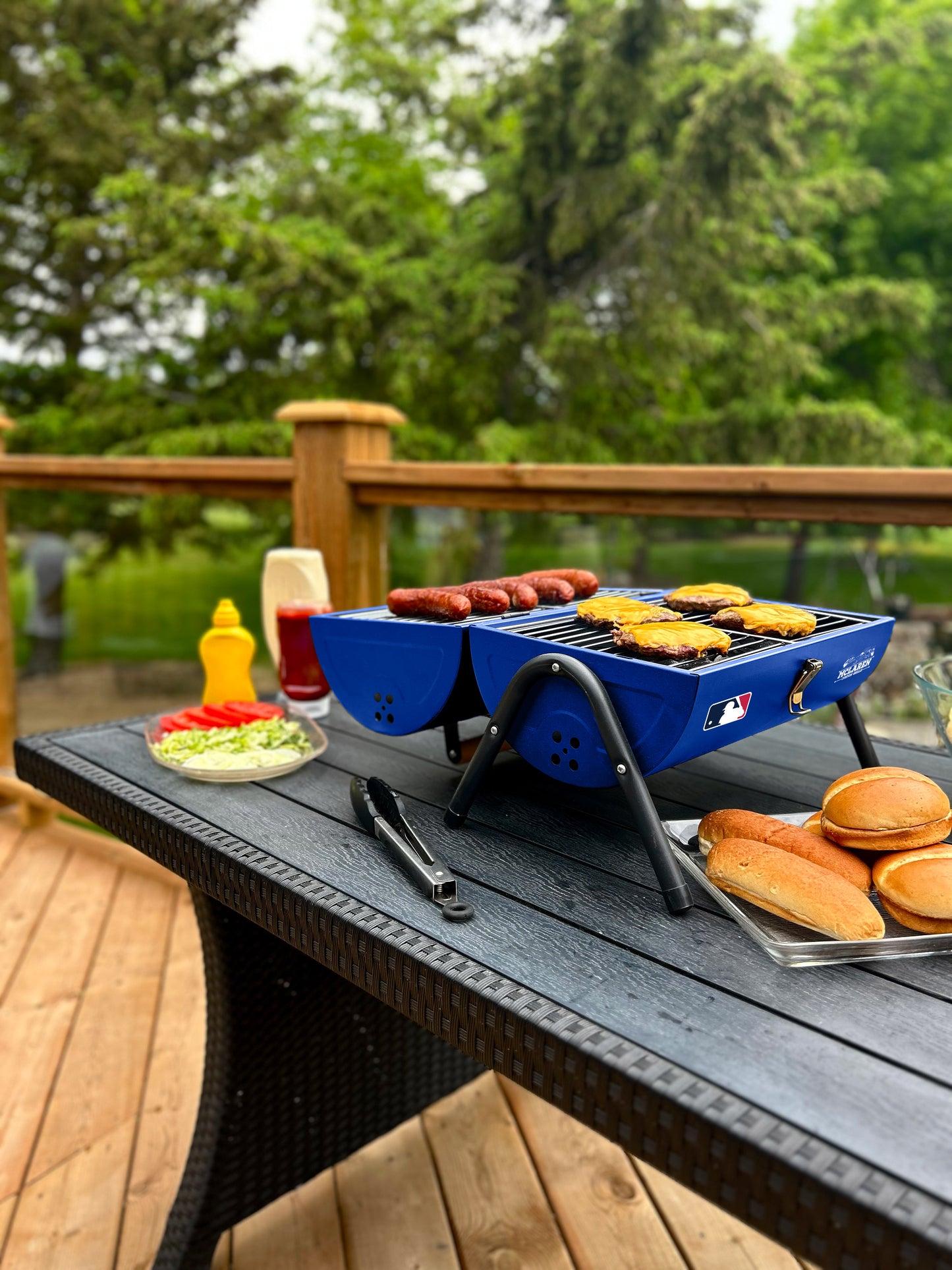 New York Yankees Portable Dual Surface Charcoal Grill