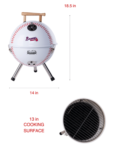 Atlanta Braves 13" Steel Charcoal Baseball Grill