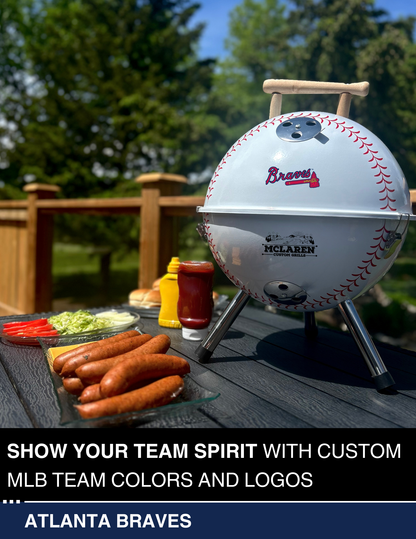 Atlanta Braves 13" Steel Charcoal Baseball Grill