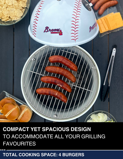 Atlanta Braves 13" Steel Charcoal Baseball Grill