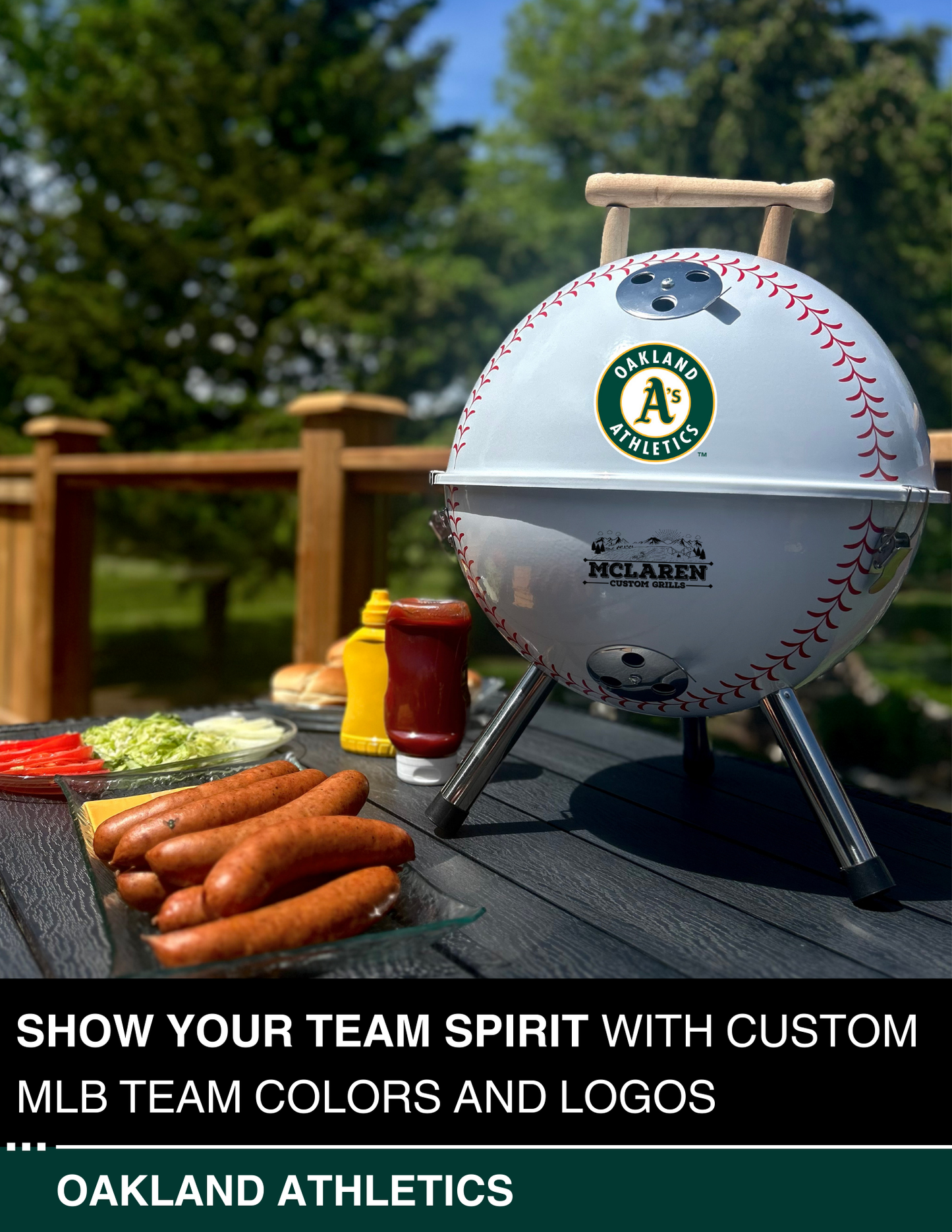 Oakland Athletics 13" Steel Charcoal Baseball Grill