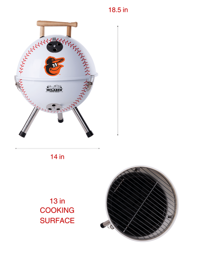 Baltimore Orioles 13" Steel Charcoal Baseball Grill