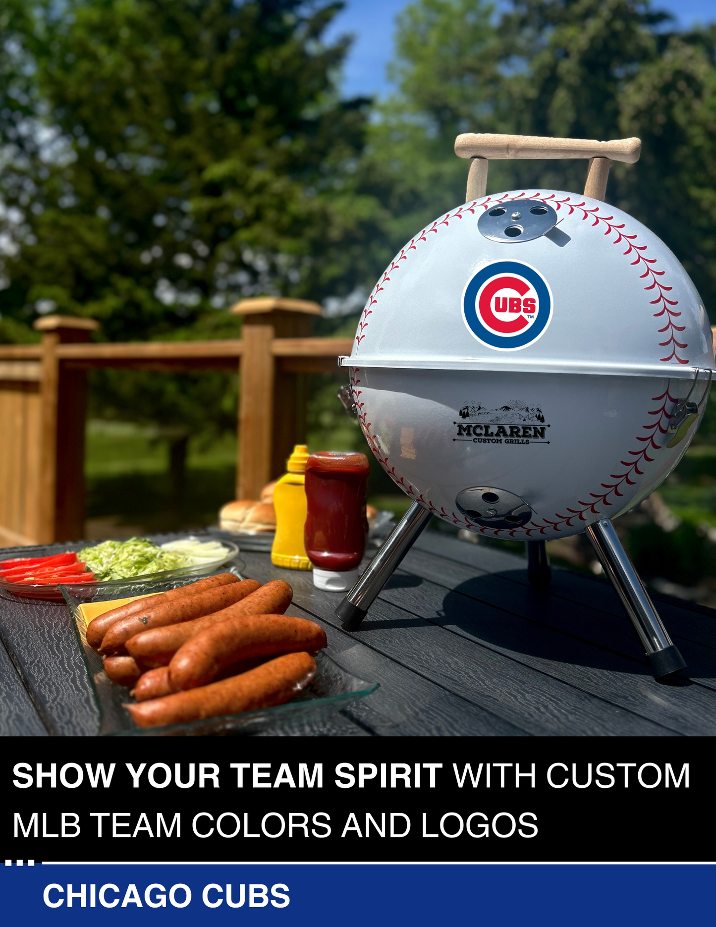 Chicago Cubs 13" Steel Charcoal Baseball Grill