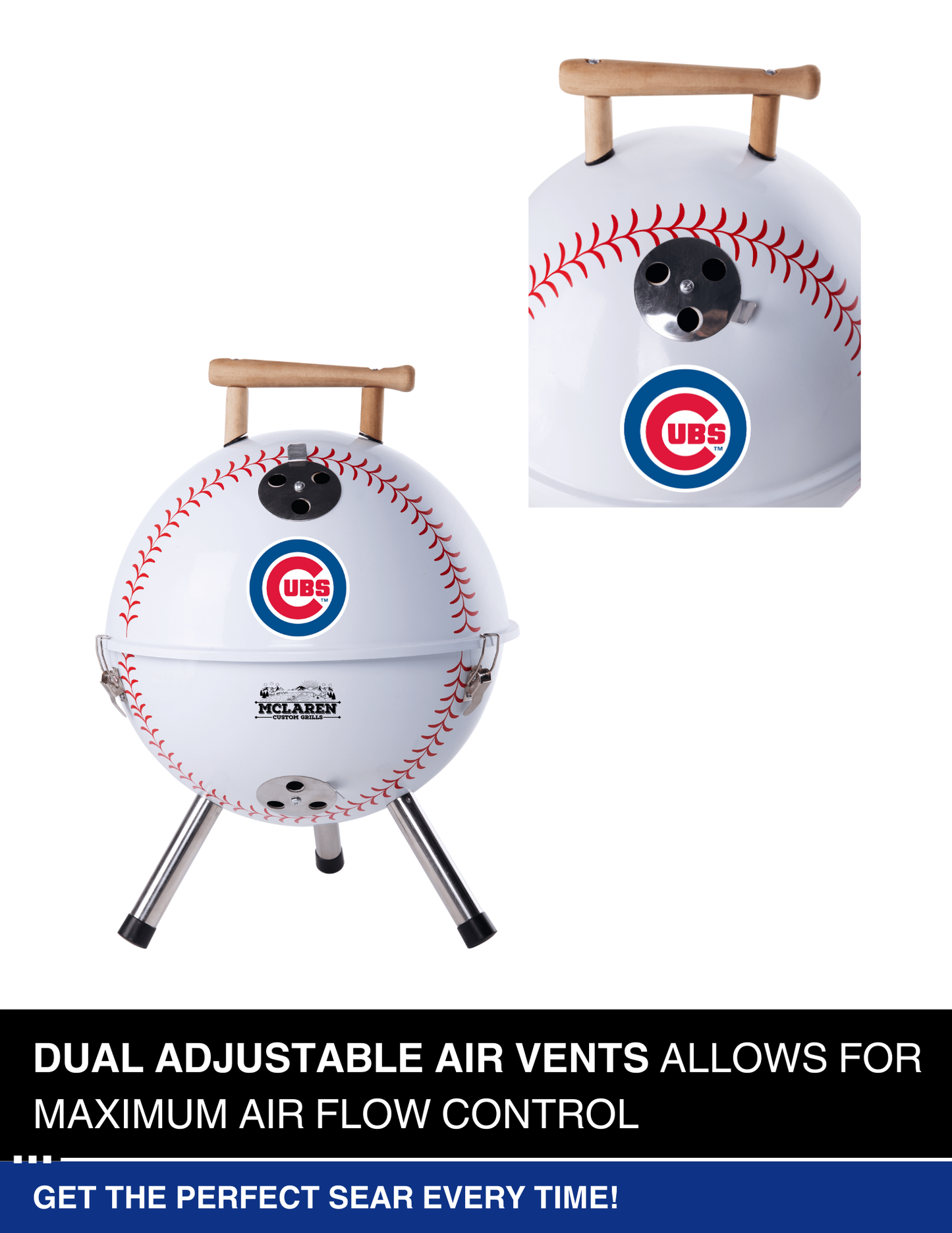 Chicago Cubs 13" Steel Charcoal Baseball Grill