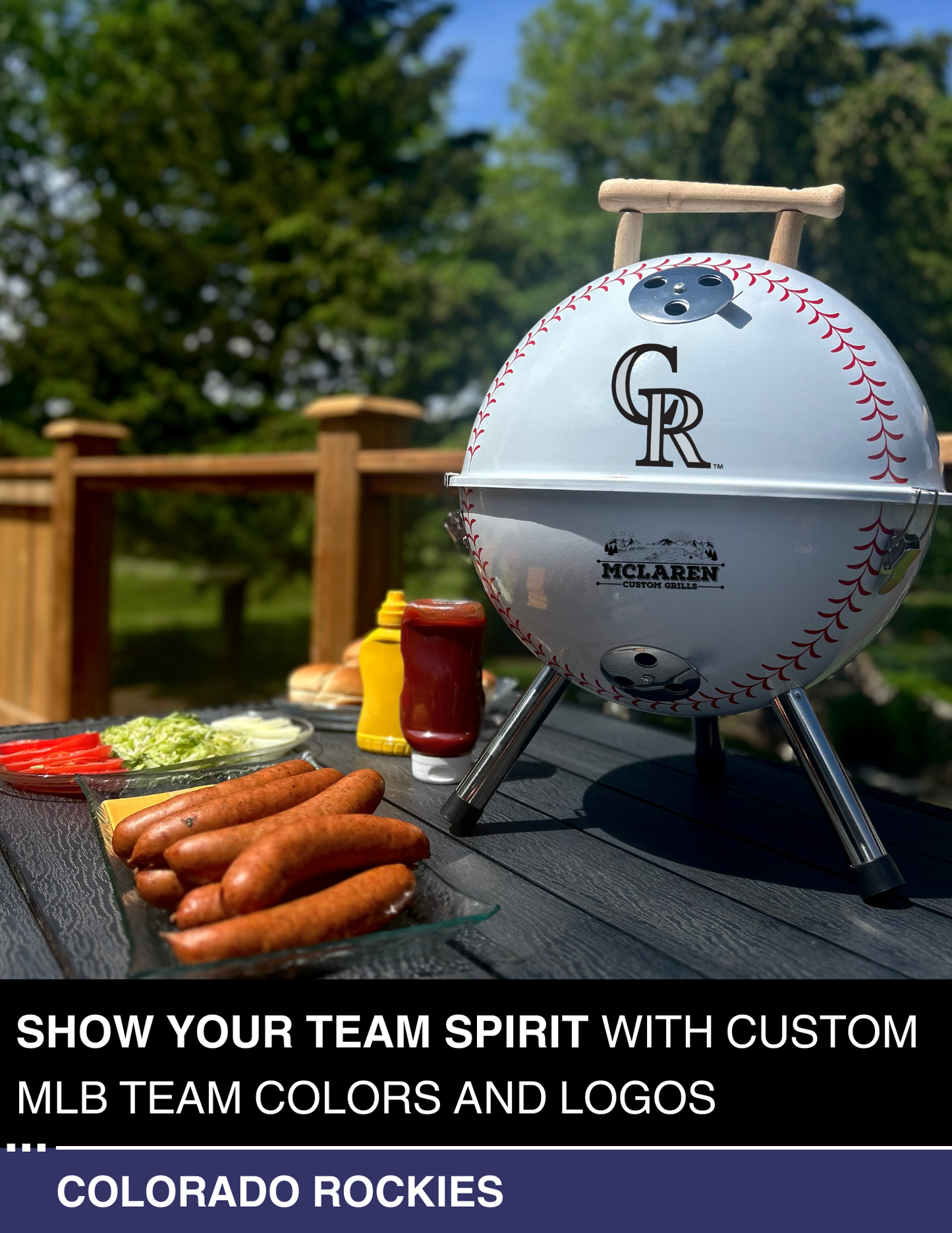 Colorado Rockies 13" Steel Charcoal Baseball Grill