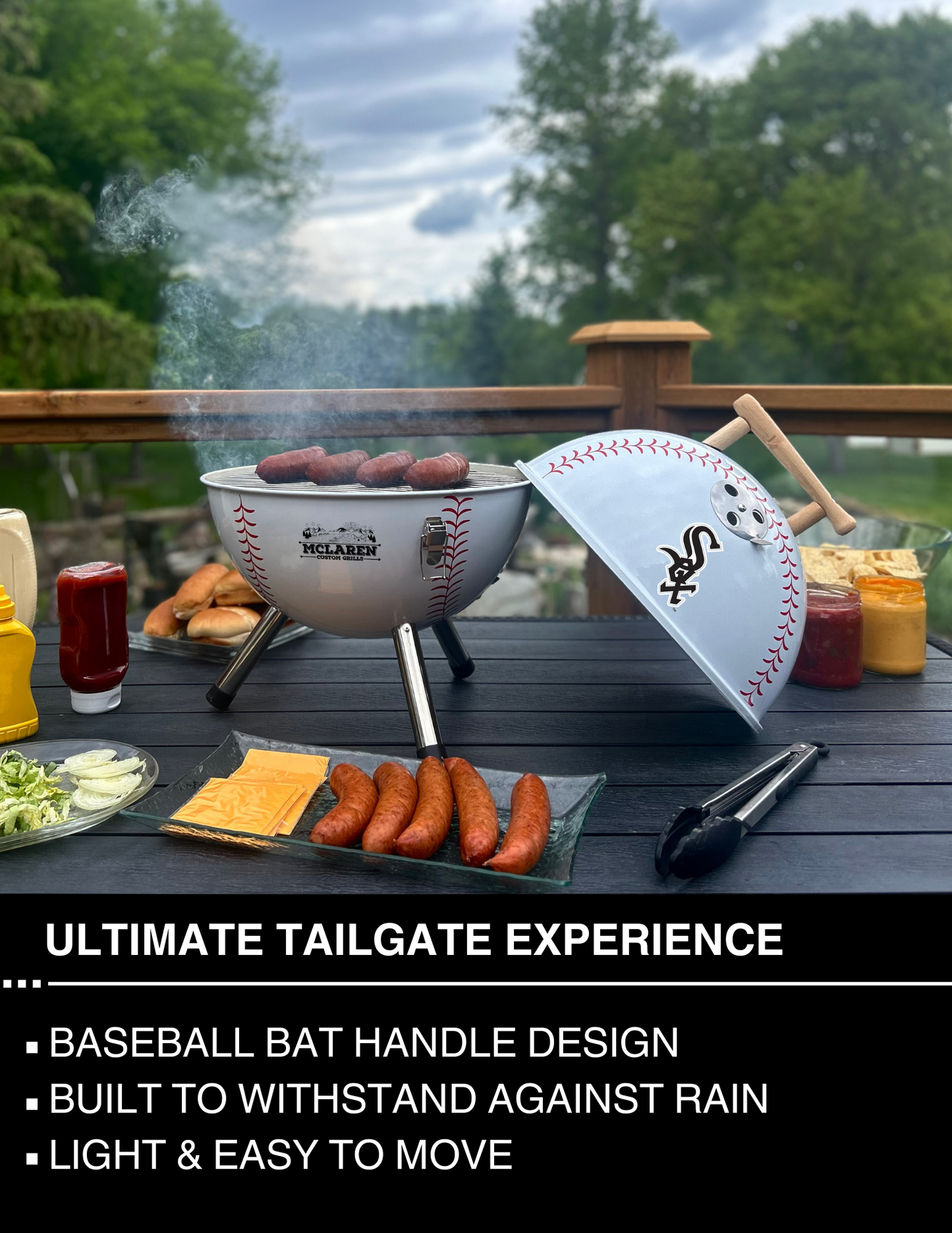 Chicago White Sox 13" Steel Charcoal Baseball Grill