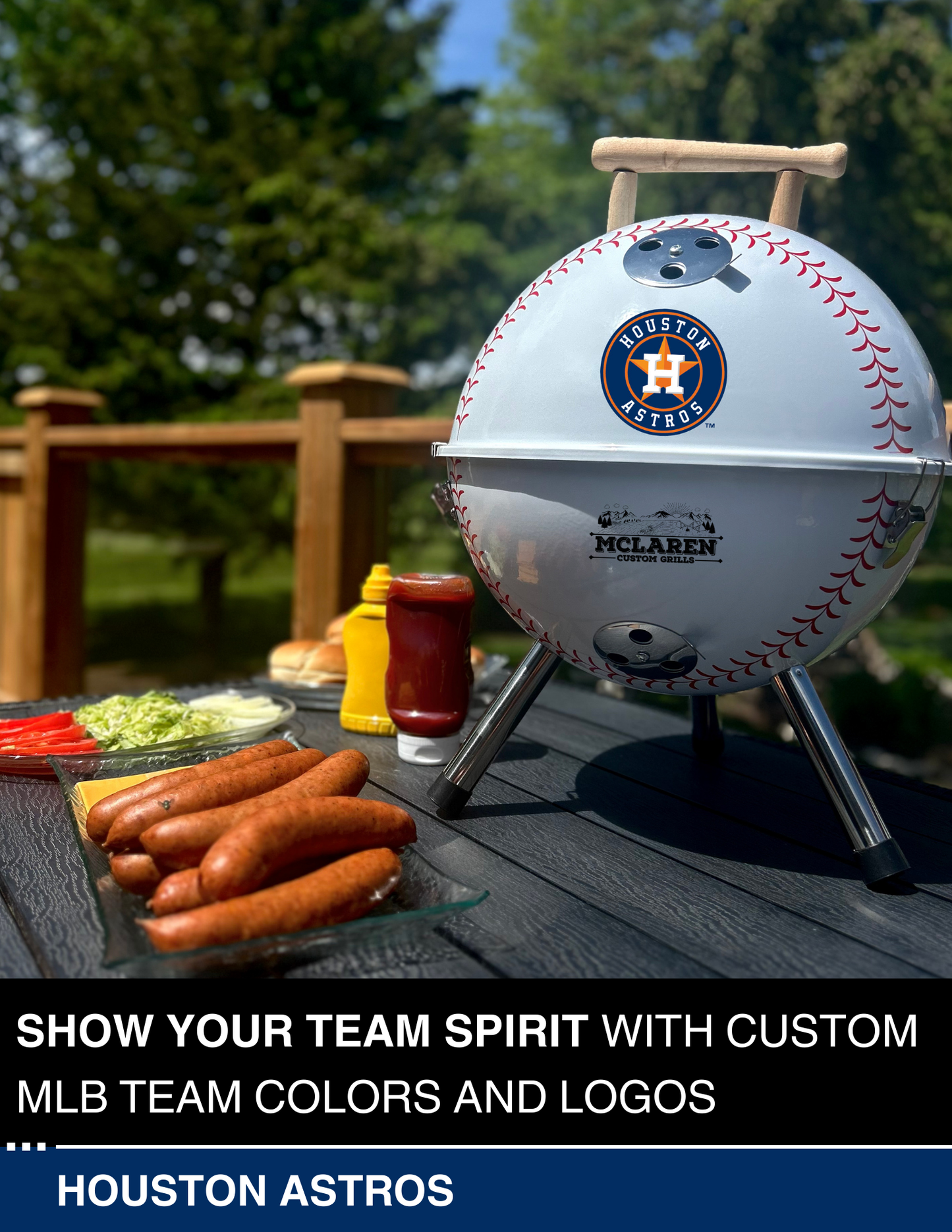 Houston Astros 13" Steel Charcoal Baseball Grill