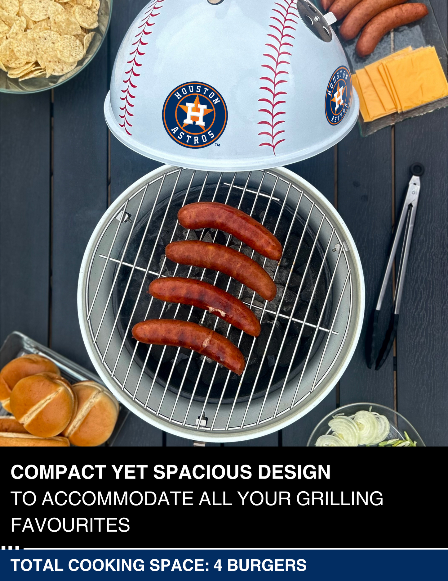 Houston Astros 13" Steel Charcoal Baseball Grill