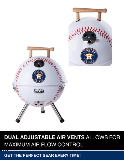 Houston Astros 13" Steel Charcoal Baseball Grill