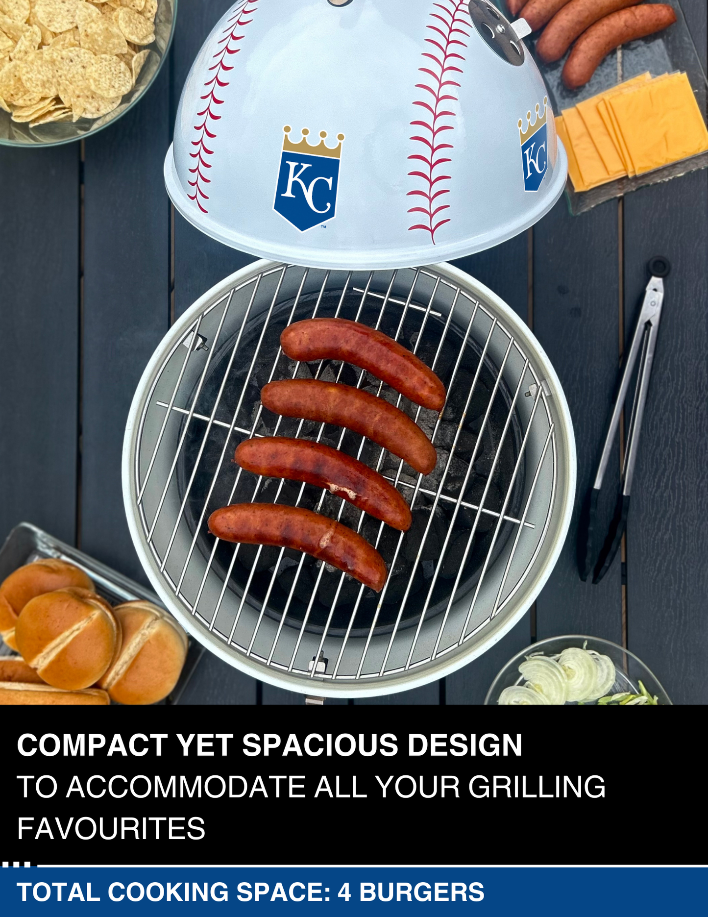 Kansas City Royals 13" Steel Charcoal Baseball Grill