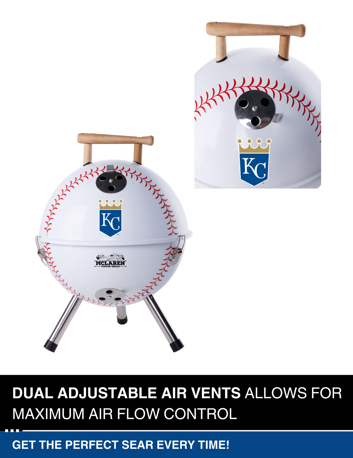 Kansas City Royals 13" Steel Charcoal Baseball Grill