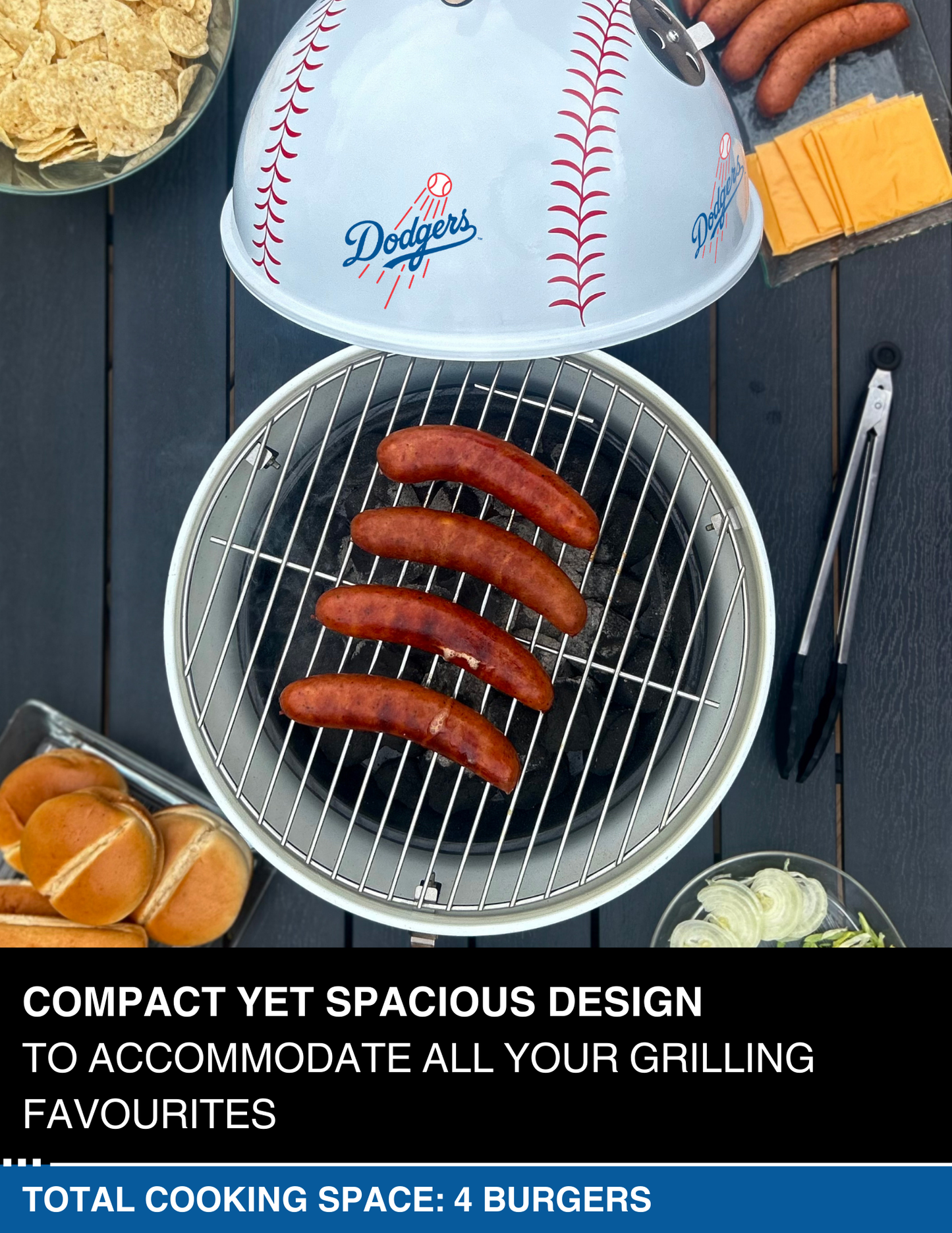 Los Angeles Dodgers 13" Steel Charcoal Baseball Grill