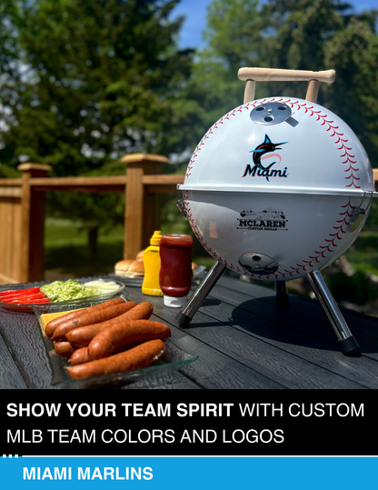 Miami Marlins 13" Steel Charcoal Baseball Grill