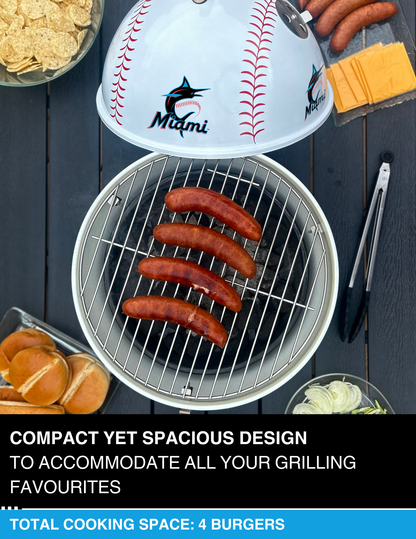 Miami Marlins 13" Steel Charcoal Baseball Grill