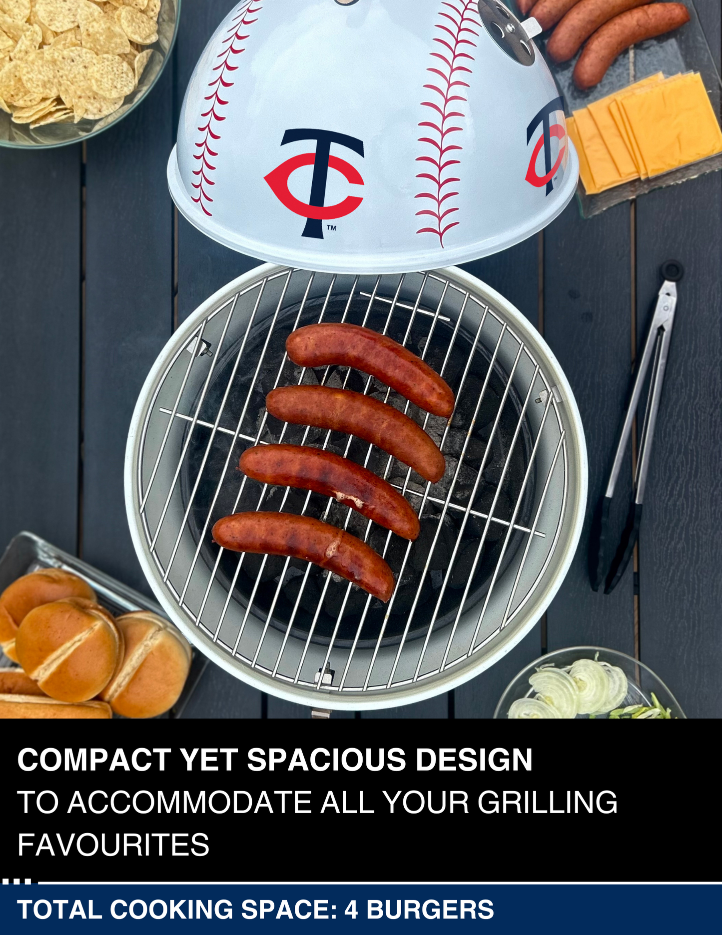 Minnesota Twins 13" Steel Charcoal Baseball Grill