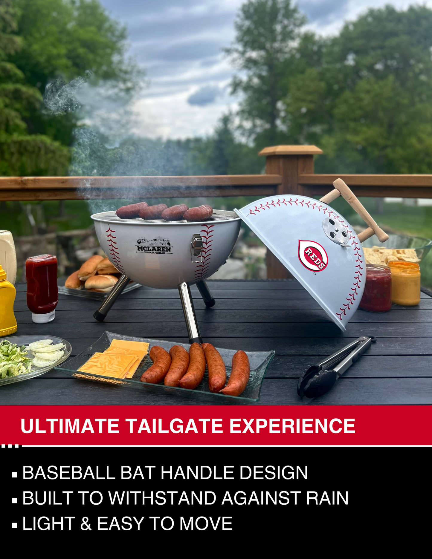 Cincinnati Reds 13" Steel Charcoal Baseball Grill