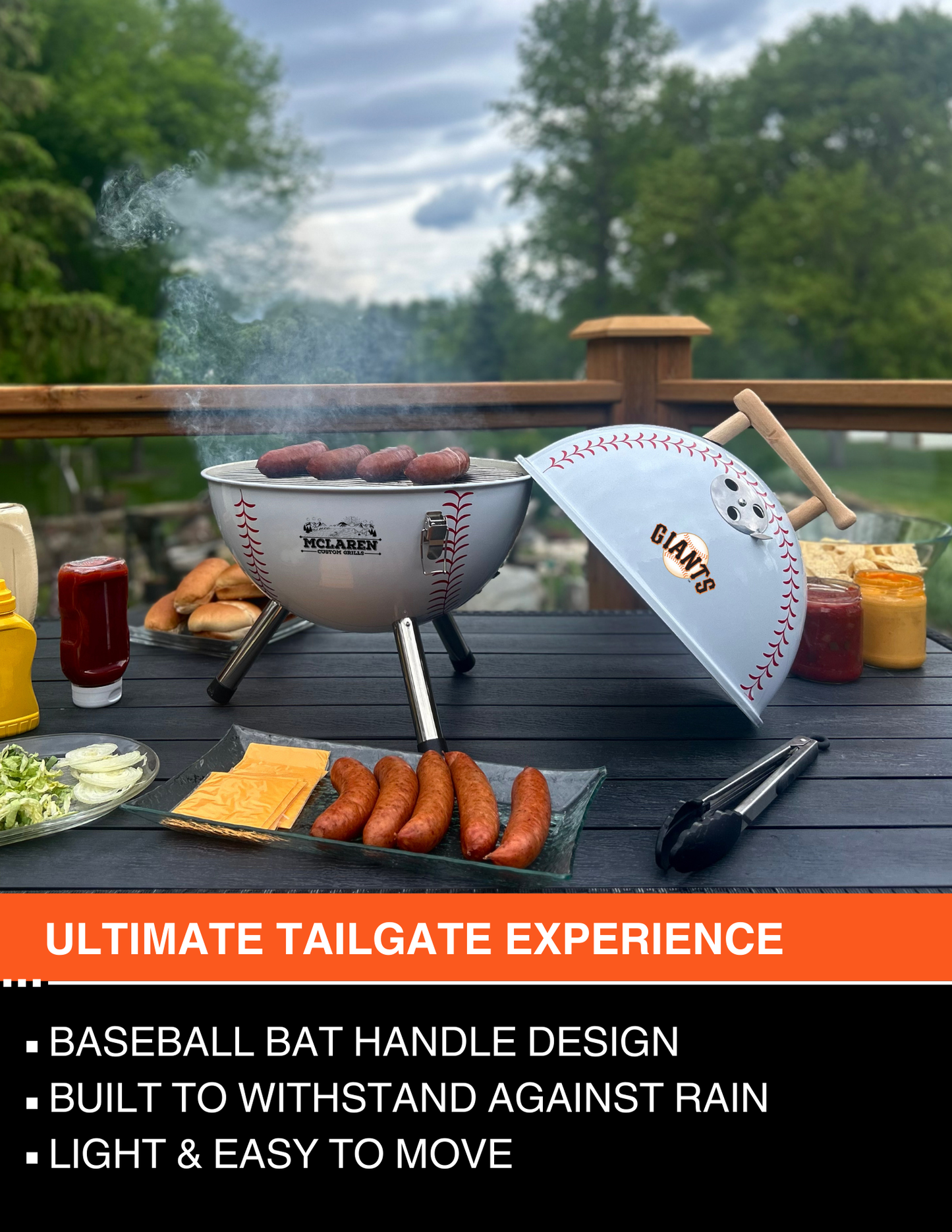 San Francisco Giants 13" Steel Charcoal Baseball Grill