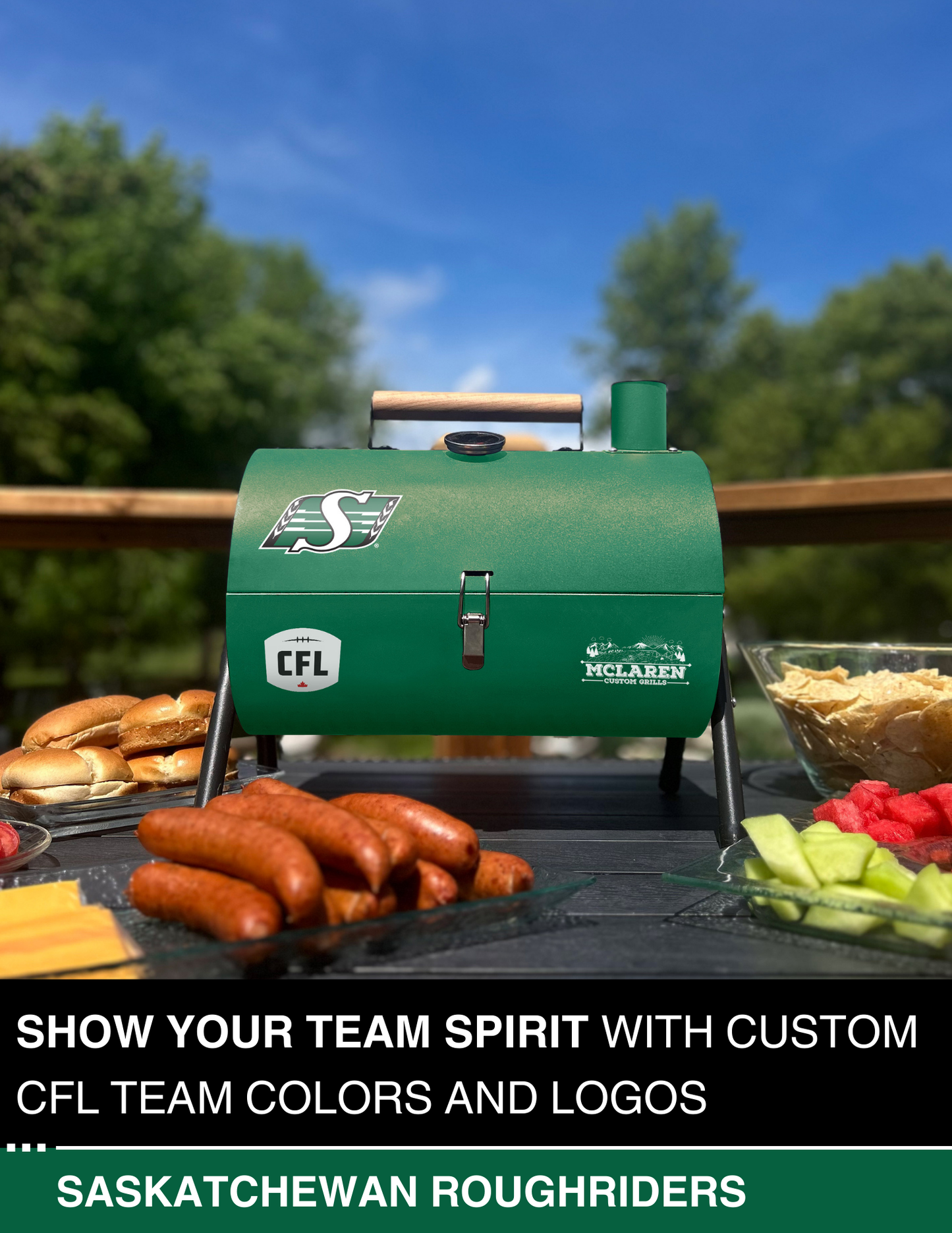 Saskatchewan Roughriders Portable Dual Surface Charcoal Grill