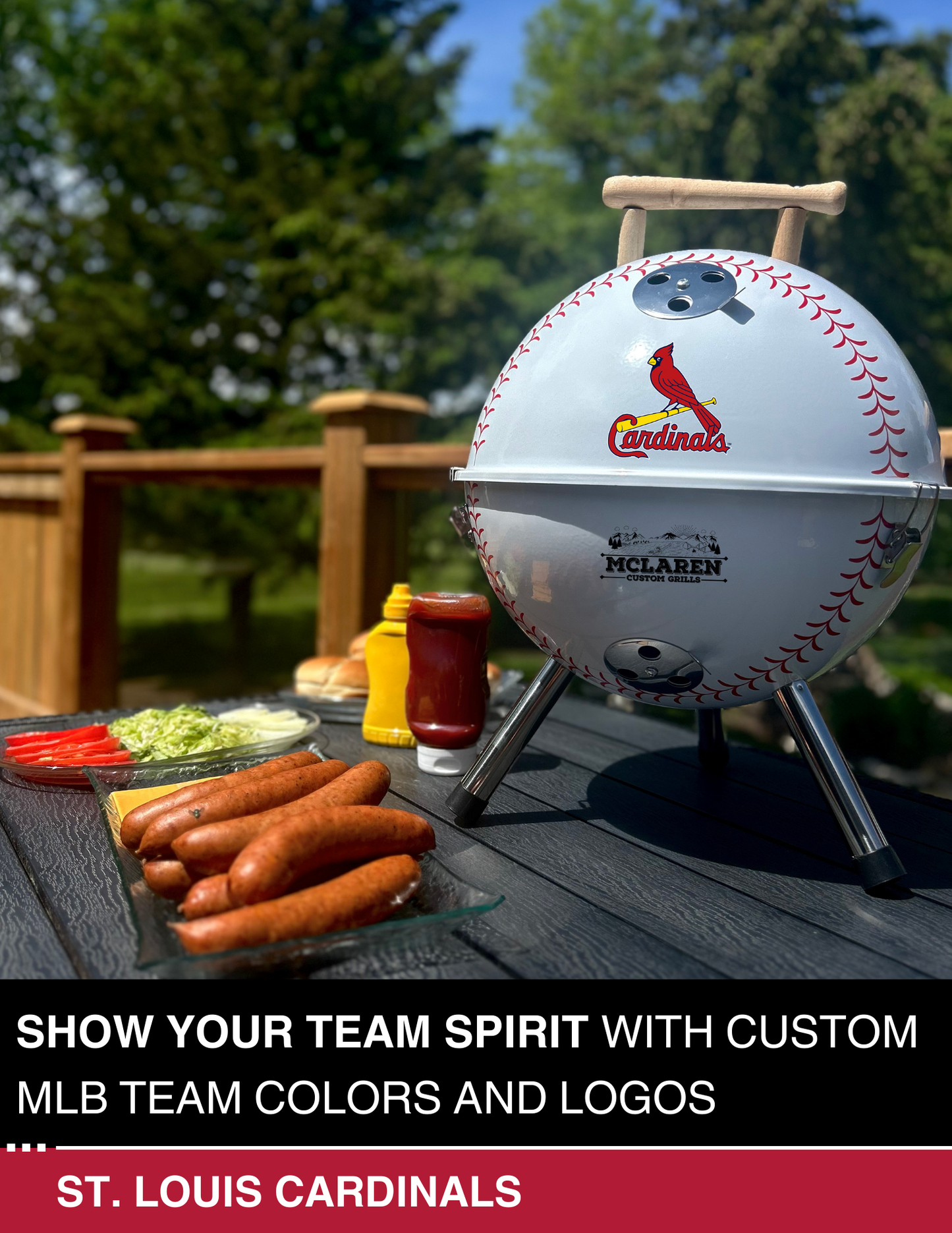 St. Louis Cardinals 13" Steel Charcoal Baseball Grill