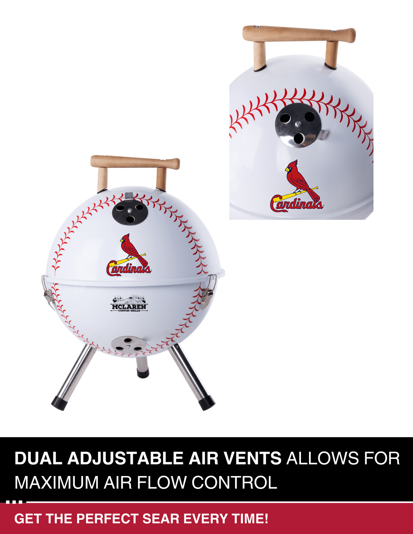 St. Louis Cardinals 13" Steel Charcoal Baseball Grill