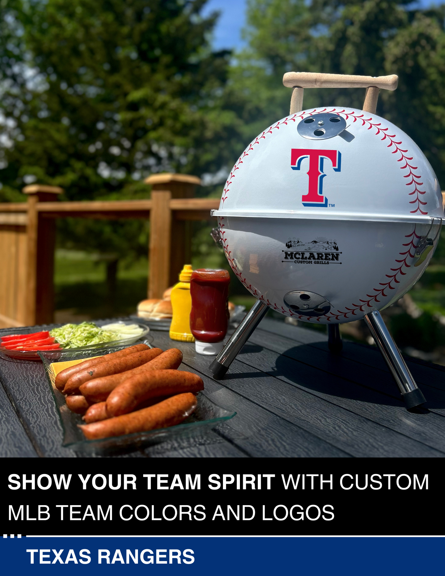 Texas Rangers 13" Steel Charcoal Baseball Grill