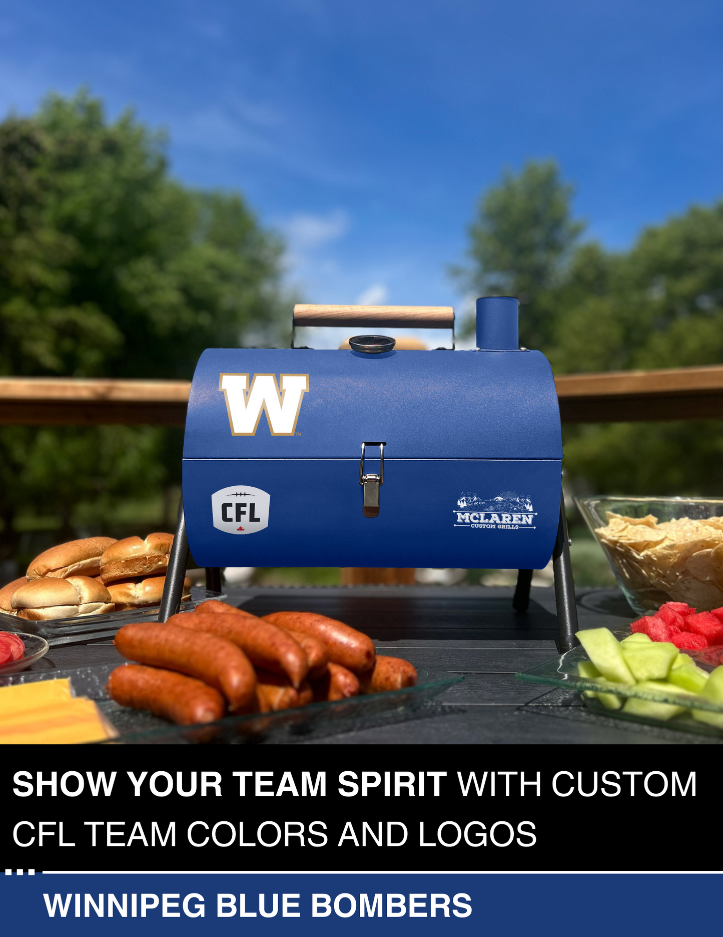 Winnipeg Blue Bombers Portable Dual Surface Charcoal Grill